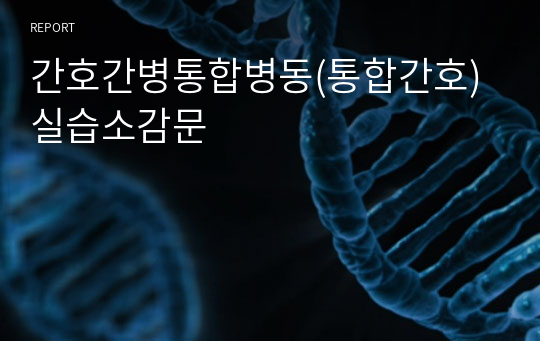 간호간병통합병동(통합간호) 실습소감문