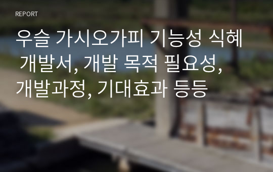 우슬 가시오가피 기능성 식혜 개발서, 개발 목적 필요성, 개발과정, 기대효과 등등