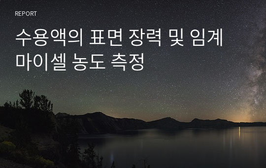 수용액의 표면 장력 및 임계 마이셀 농도 측정