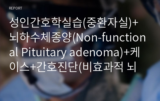 성인간호학실습(중환자실)+뇌하수체종양(Non-functional Pituitary adenoma)+케이스+간호진단(비효과적 뇌조직 관류의 위험,전해질 불균형의 위험,출혈의 위험)