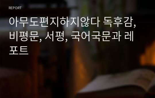 아무도편지하지않다 독후감, 비평문, 서평, 국어국문과 레포트