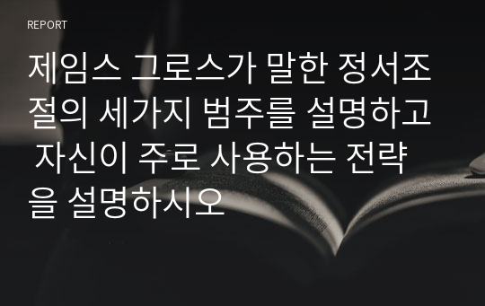 제임스 그로스가 말한 정서조절의 세가지 범주를 설명하고 자신이 주로 사용하는 전략을 설명하시오