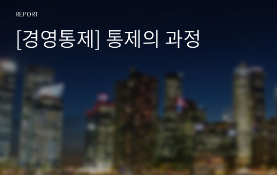 [경영통제] 통제의 과정