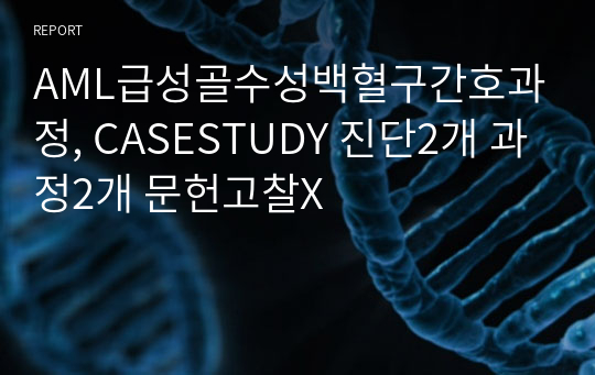 AML급성골수성백혈구간호과정, CASESTUDY 진단2개 과정2개 문헌고찰X