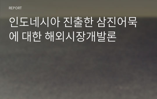 인도네시아 진출한 삼진어묵에 대한 해외시장개발론