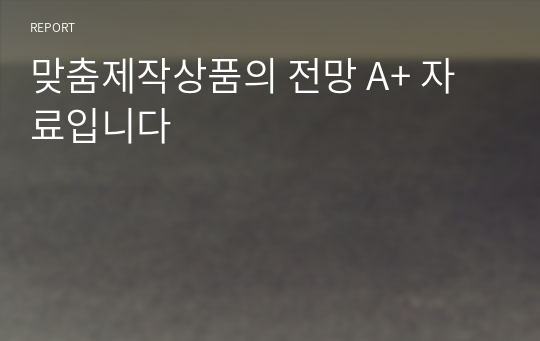 맞춤제작상품의 전망 A+ 자료입니다