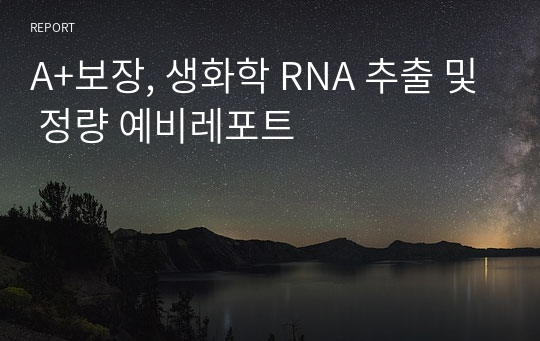 A+보장, 생화학 RNA 추출 및 정량 예비레포트