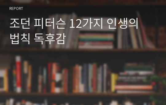 조던 피터슨 12가지 인생의 법칙 독후감