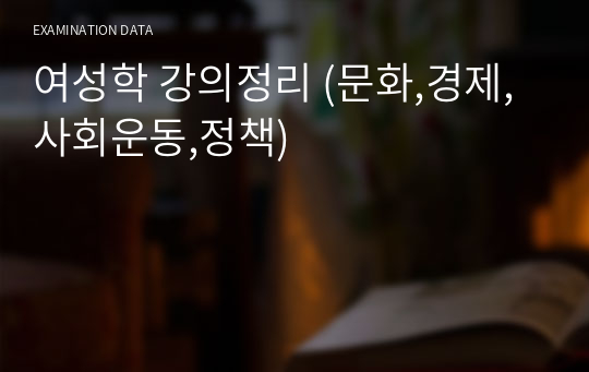 여성학 강의정리 (문화,경제,사회운동,정책)