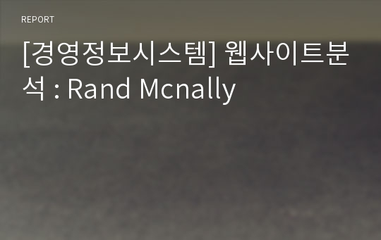 [경영정보시스템] 웹사이트분석 : Rand Mcnally