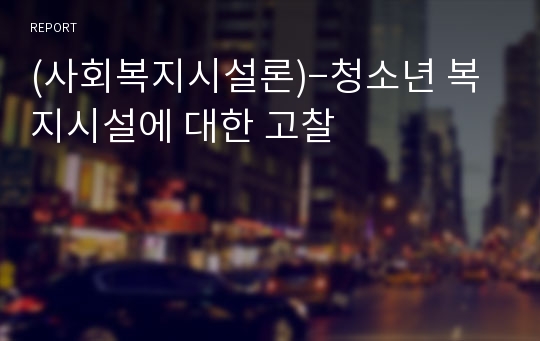 (사회복지시설론)­청소년 복지시설에 대한 고찰