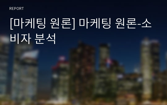 [마케팅 원론] 마케팅 원론-소비자 분석