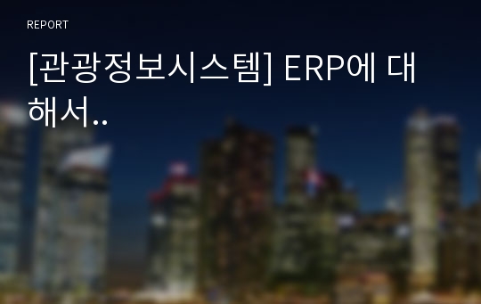 [관광정보시스템] ERP에 대해서..