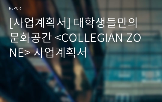 [사업계획서] 대학생들만의 문화공간 &lt;COLLEGIAN ZONE&gt; 사업계획서