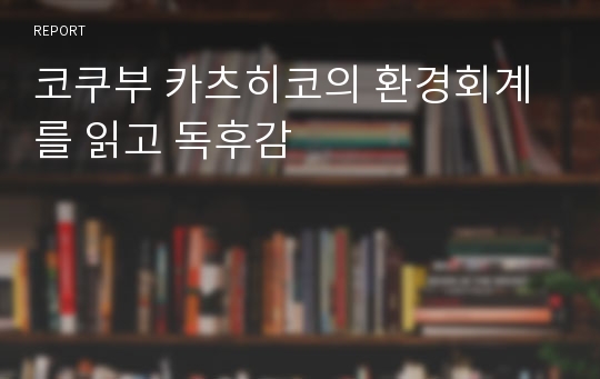 코쿠부 카츠히코의 환경회계를 읽고 독후감