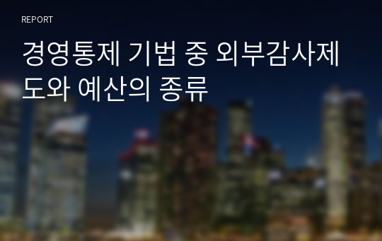 경영통제 기법 중 외부감사제도와 예산의 종류