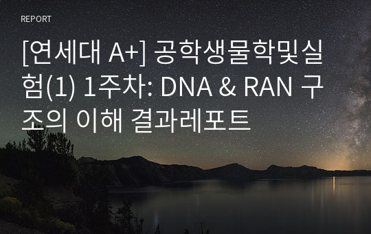 [연세대 A+] 공학생물학및실험(1) 1주차: DNA &amp; RAN 구조의 이해 결과레포트