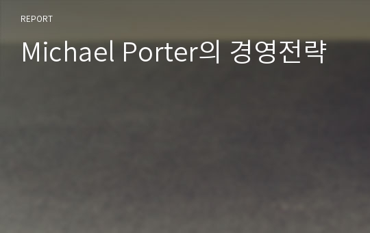 Michael Porter의 경영전략