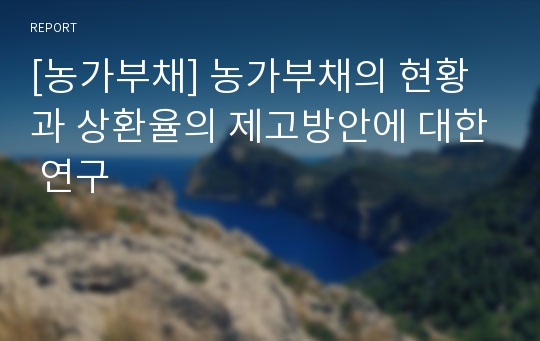 [농가부채] 농가부채의 현황과 상환율의 제고방안에 대한 연구