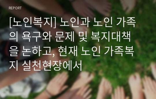 [노인복지] 노인과 노인 가족의 욕구와 문제 및 복지대책을 논하고, 현재 노인 가족복지 실천현장에서