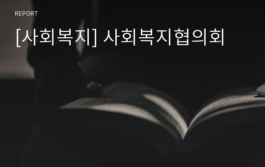 [사회복지] 사회복지협의회