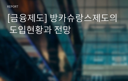 [금융제도] 방카슈랑스제도의 도입현황과 전망