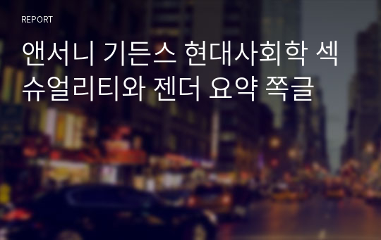 앤서니 기든스 현대사회학 14장 섹슈얼리티와 젠더 요약 쪽글