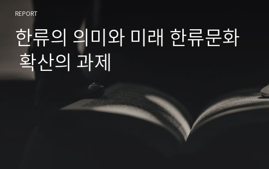 한류의 의미와 미래 한류문화 확산의 과제