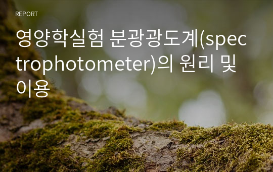 식영과수석 현 막학기 휴학생 분광광도계(spectrophotometer)의 원리 및 이용 [영양화학 및 실험]