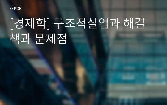 [경제학] 구조적실업과 해결책과 문제점