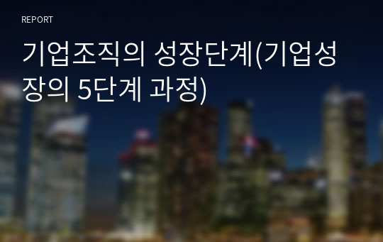 기업조직의 성장단계(기업성장의 5단계 과정)