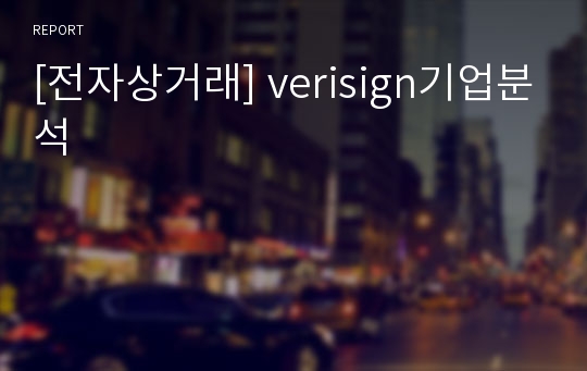 [전자상거래] verisign기업분석