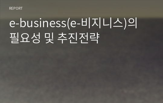 e-business(e-비지니스)의 필요성 및 추진전략