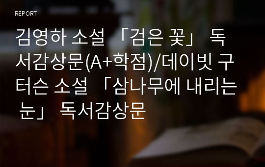 김영하 소설 「검은 꽃」 독서감상문(A+학점)/데이빗 구터슨 소설 「삼나무에 내리는 눈」 독서감상문