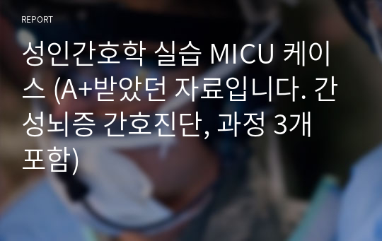 성인간호학 실습 MICU 케이스 (A+받았던 자료입니다. 간성뇌증 간호진단, 과정 3개 포함)