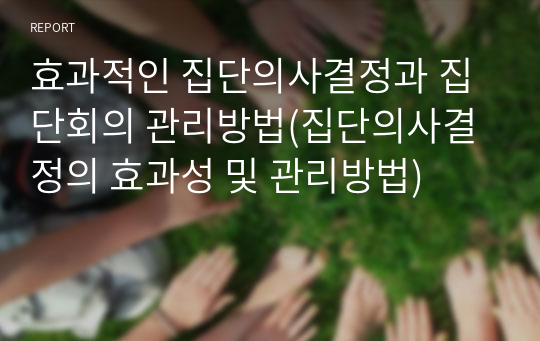 효과적인 집단의사결정과 집단회의 관리방법(집단의사결정의 효과성 및 관리방법)