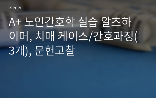 A+ 노인간호학 실습 알츠하이머, 치매 케이스/간호과정(3개), 문헌고찰