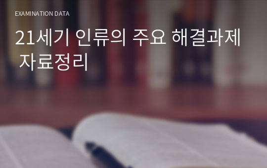 21세기 인류의 주요 해결과제 자료정리