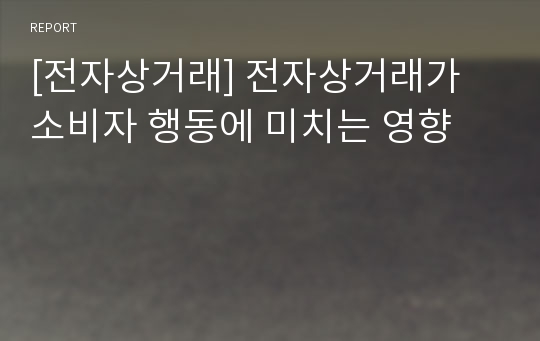 [전자상거래] 전자상거래가 소비자 행동에 미치는 영향