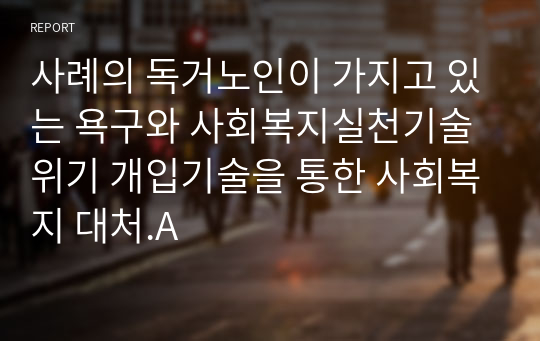 사례 독거노인 가지고 있는 욕구 사회복지실천기술 위기 개입기술 및 대처