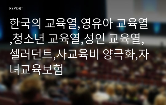 한국의 교육열,영유아 교육열,청소년 교육열,성인 교육열,셀러던트,사교육비 양극화,자녀교육보험