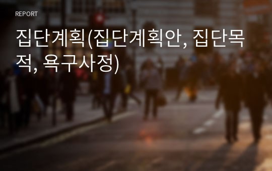 집단계획(집단계획안, 집단목적, 욕구사정)