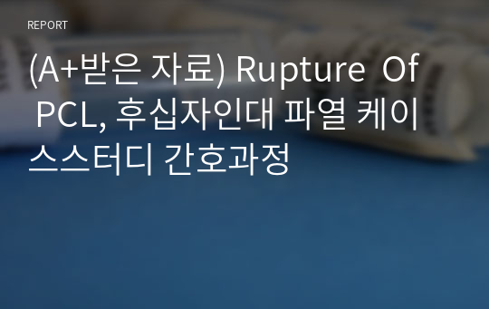 (A+받은 자료) Rupture  Of  PCL, 후십자인대 파열 케이스스터디 간호과정