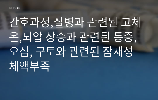 질병과 관련된 고체온,뇌압 상승과 관련된 통증,오심, 구토와 관련된 잠재성 체액부족 간호과정