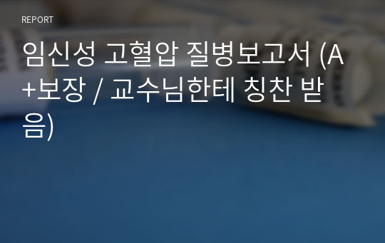 임신성 고혈압 질병보고서 (A+보장 / 교수님한테 칭찬 받음)