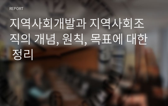 지역사회개발과 지역사회조직의 개념, 원칙, 목표에 대한 정리