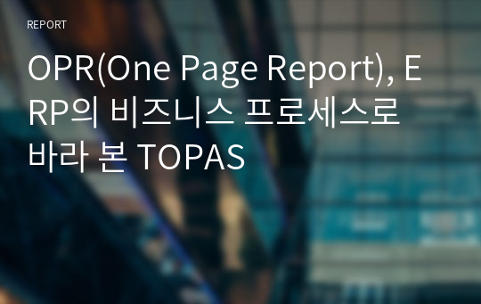 OPR(One Page Report), ERP의 비즈니스 프로세스로 바라 본 TOPAS