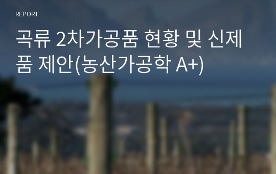 곡류 2차가공품 현황 및 신제품 제안(농산가공학 A+)