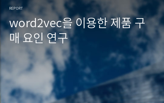 word2vec을 이용한 제품 구매 요인 연구