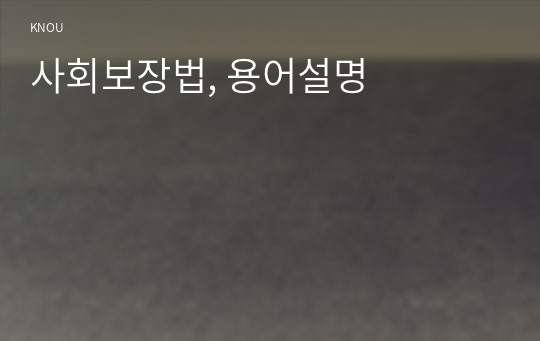 사회보장법, 용어설명